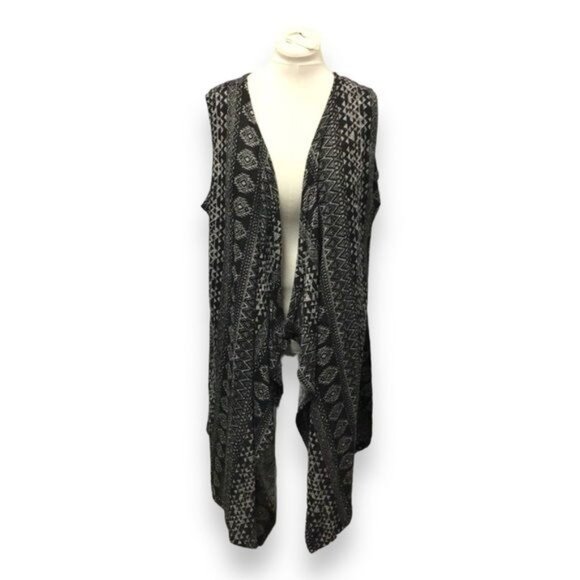 Cato Women’s Sleeveless Open Front Waterfall Longline Cardigan, Black, sz 22/24 - Picture 1 of 7